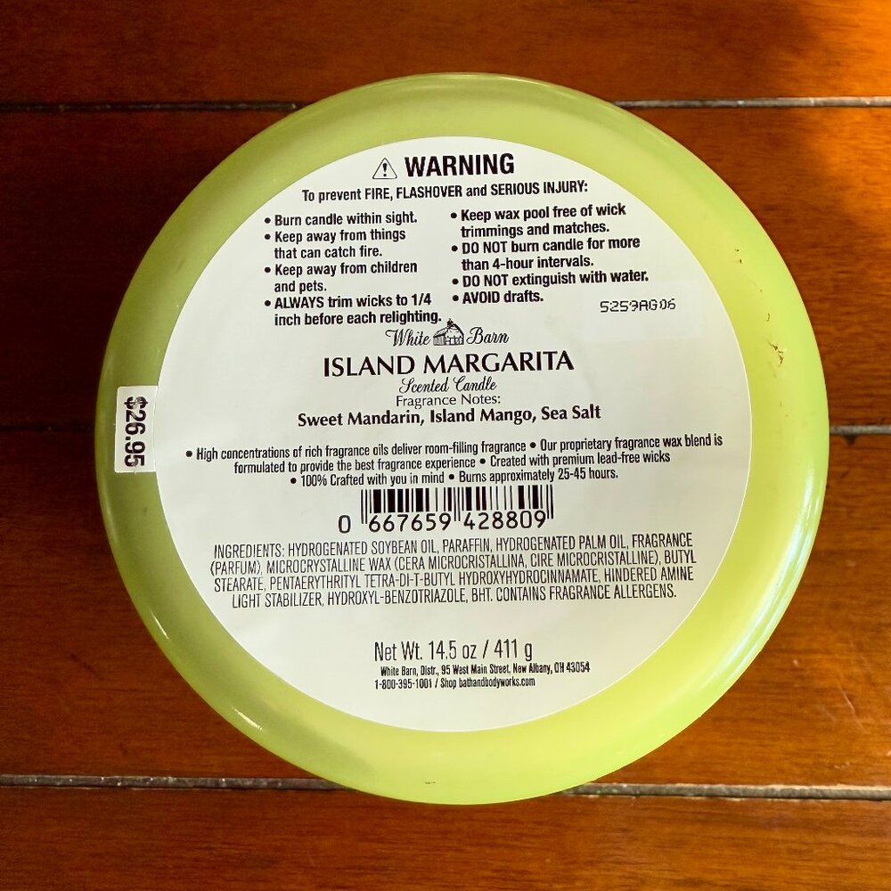 NEW ISLAND MARGARITA 3-Wick Candle Bath & Body Works - Picture 3 of 3